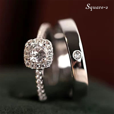 "True Love Is Priceless" - Zirconia Wedding Couples Ring Set