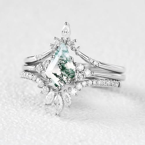 FREE Today: "Sense Of Tranquillity" 3 Pcs Natural Moss Agate Ring Set  - image 9