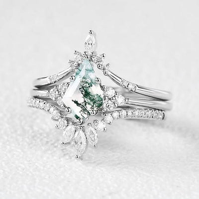 FREE Today: "Sense Of Tranquillity" 3 Pcs Natural Moss Agate Ring Set  - image 9