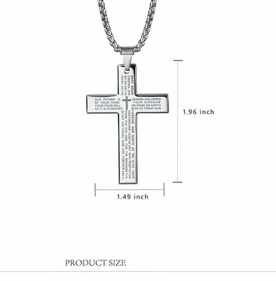 Limited Sale - Men's Cross Necklace with Lord's Prayer