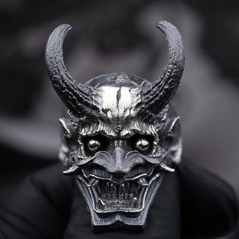 Horn Ghost Mask Japanese Deamon Ring