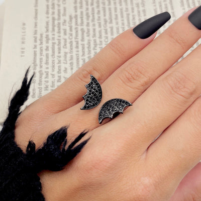 Black Bat Wings Ring