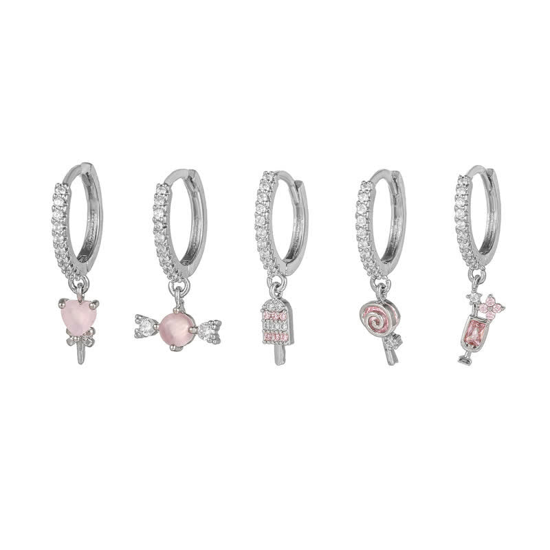 Women's Pink Summer Ice Cream Earrings Set