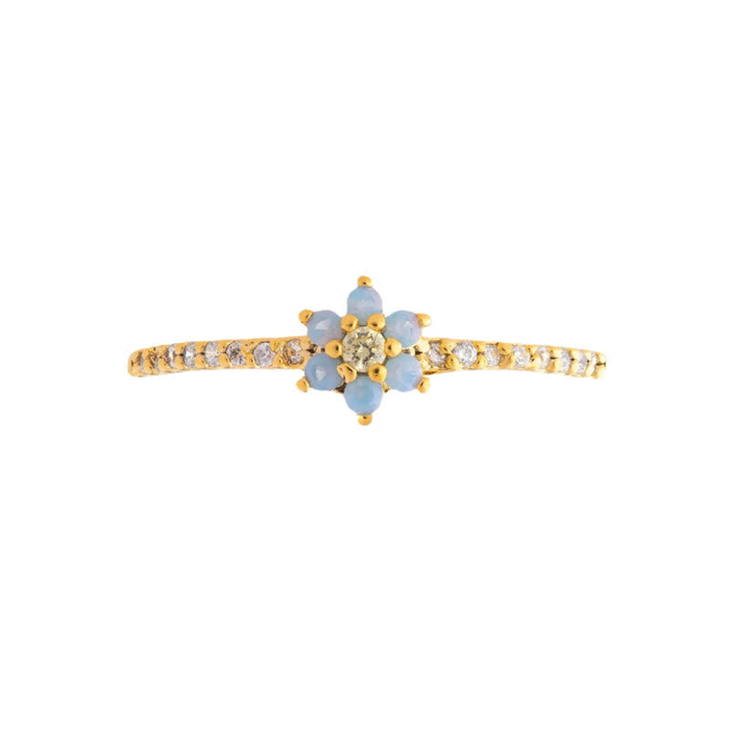 Women's Summer Cool Blue Flower Ring