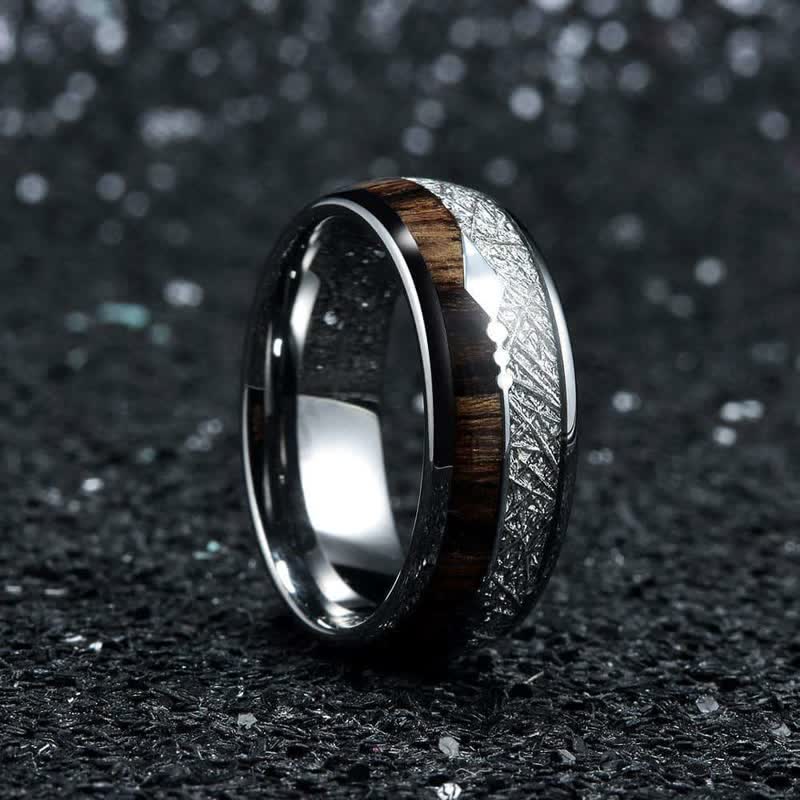 Men's Meteorite Fish Bone Arrow Ring