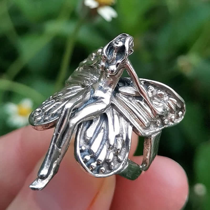 Fairy Elf Ring STERLING SILVER 925 Butterfly Angel Wings