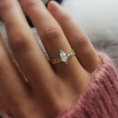 Topaz Sterling Silver Feather Leaf Ring