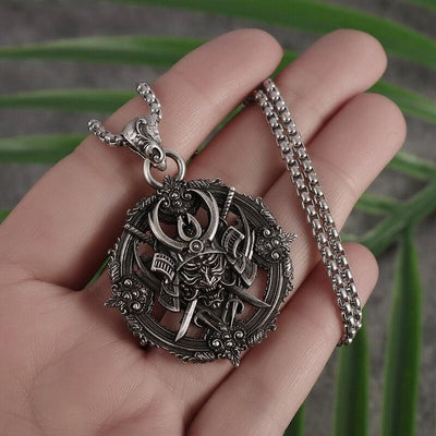 "Shadowed Shogun" - Black Samurai Spinner Samurai Demon Necklace