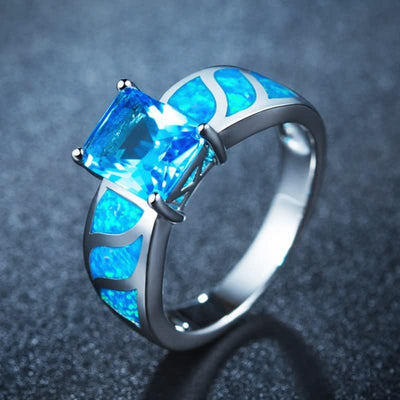 Retro Blue Opal With Sapphire Ring