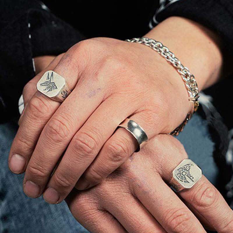 FREE Today: The God Of The Sky - Horus and Anubis Sterling Silver Ring