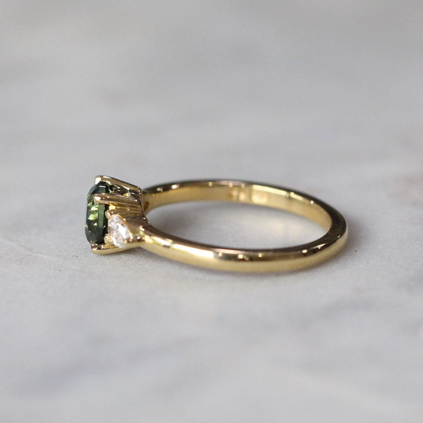 Emerald Zircon Engagement Ring