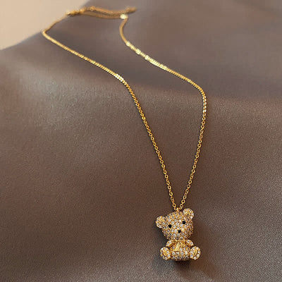 Lovely Shiny Teddy Bear Necklace