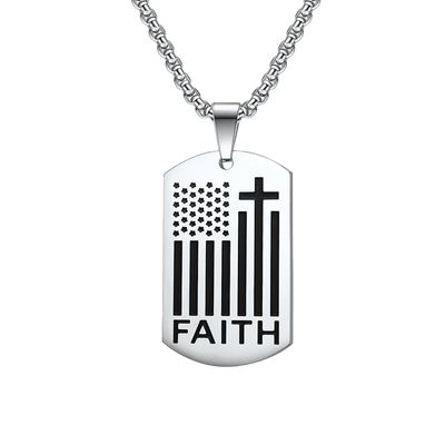 Faith Word Flag Cross Necklace