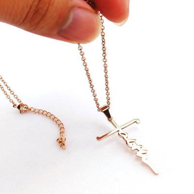 Cross Faith Word Church Prayer Necklace