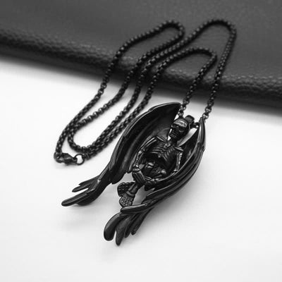 Gothic Skeleton Angel of Death Necklace