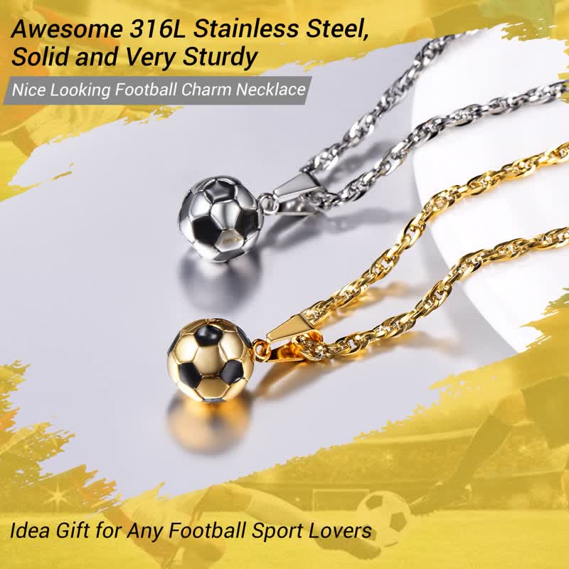 3D Soccer Football Charm Necklace