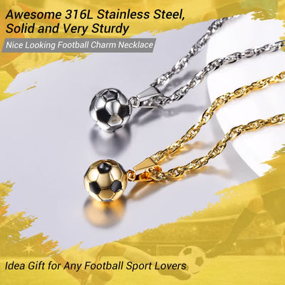 3D Soccer Football Charm Necklace