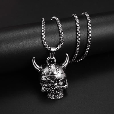 Gothic Horn Skeleton Warrior Necklace