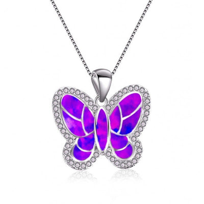 Summer Butterfly Opal with Zircon Necklace
