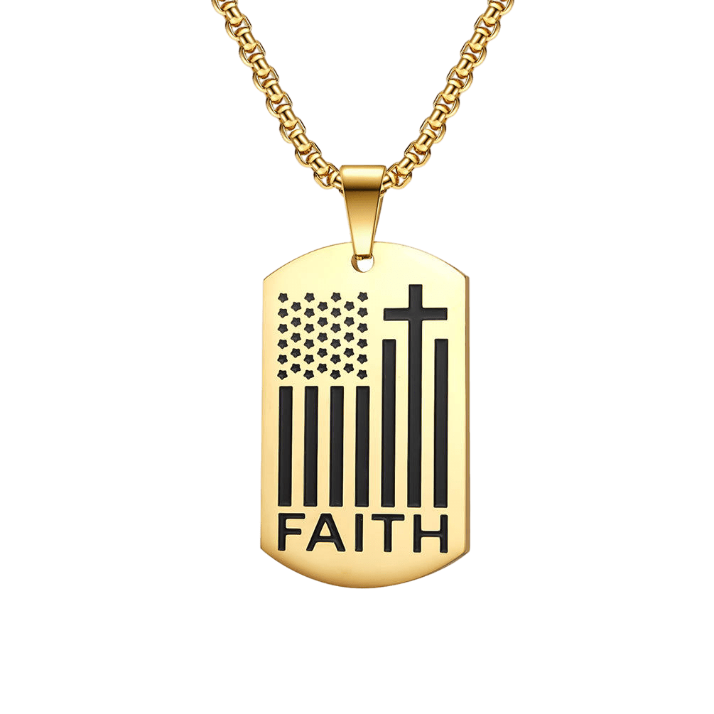 Faith Word Flag Cross Necklace