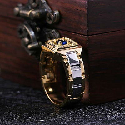 Fashion Luxury Sapphire Gold Watch Shape Ring