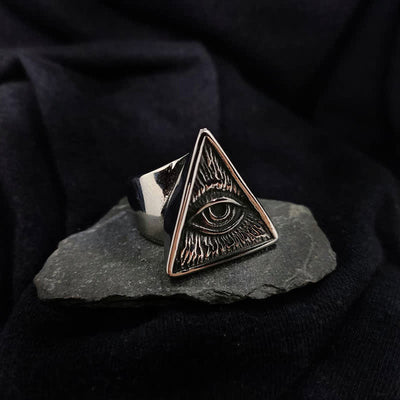 Men's Punk Eye Illuminati Triangle Ring