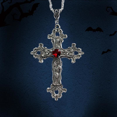 Zircon Gothic Alloy Cross Necklace