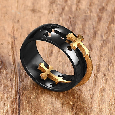 8mm Men's Stainless Steel Removable Cross Ring