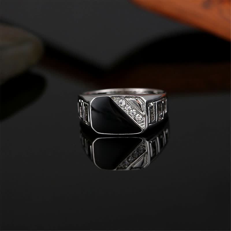 Classic Square Black Signet Ring