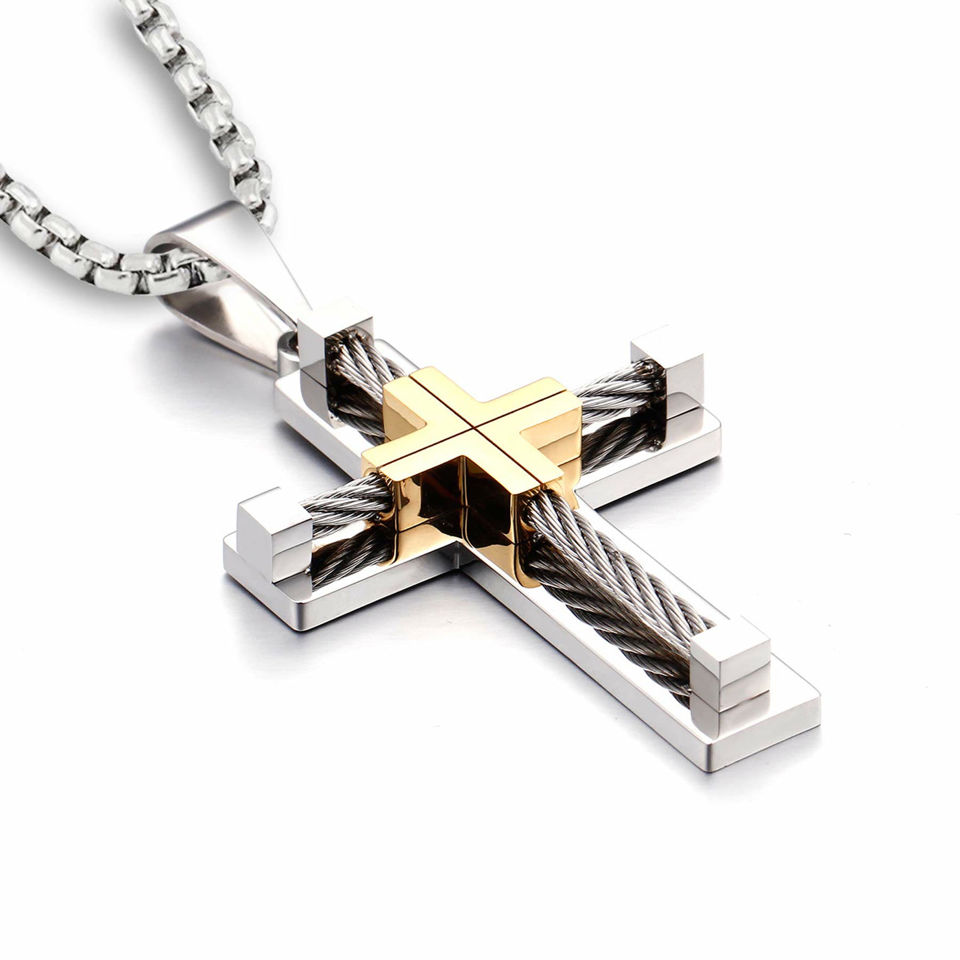 Jesus Christ Cross Pendant Stainless Steel Necklace