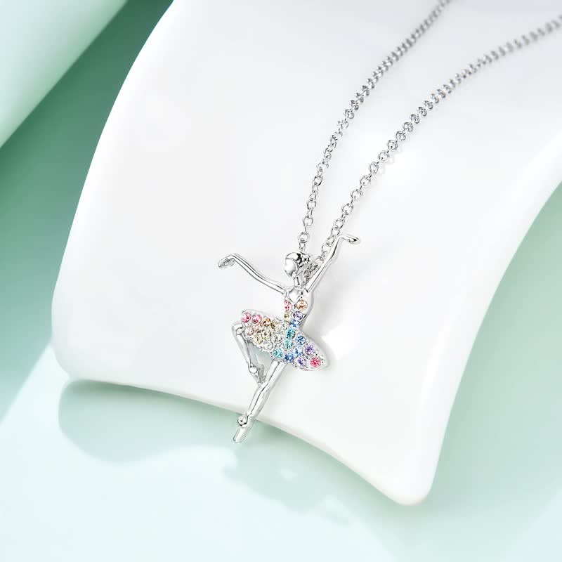 Rainbow Girls Dancer Ballerina Necklace