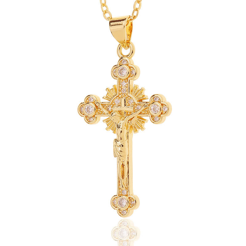 Colourful Zircon Faith Cross Necklace