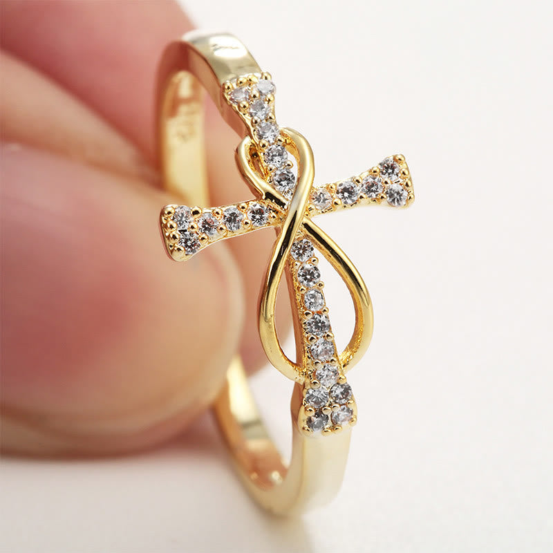 Wireless and Cross Zircon Ring