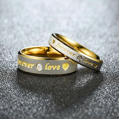 Stainless Steel Matching Wedding Forever Love Rings Set