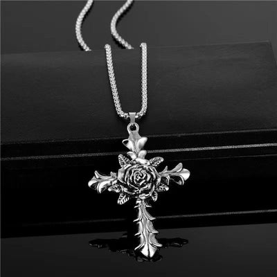 "The Faith" Rose Cross Necklace