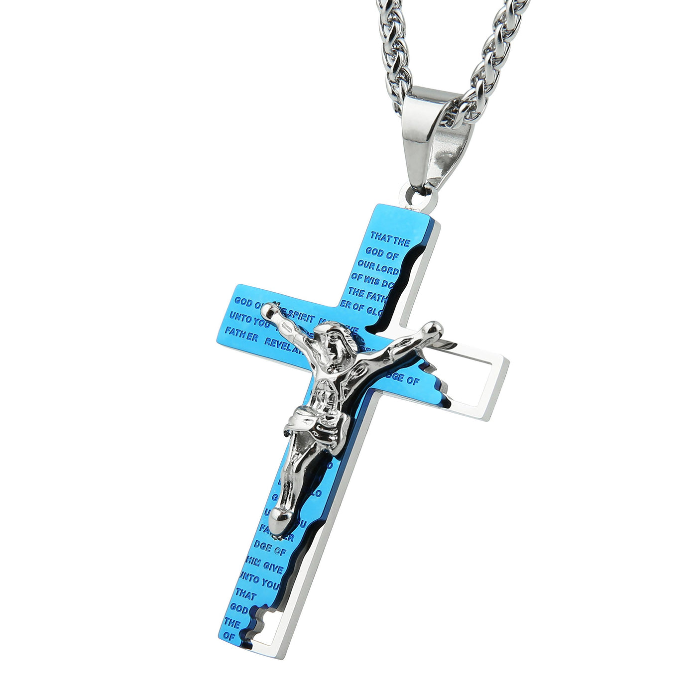 Men's Stainless Steel Cross Prayer Necklace