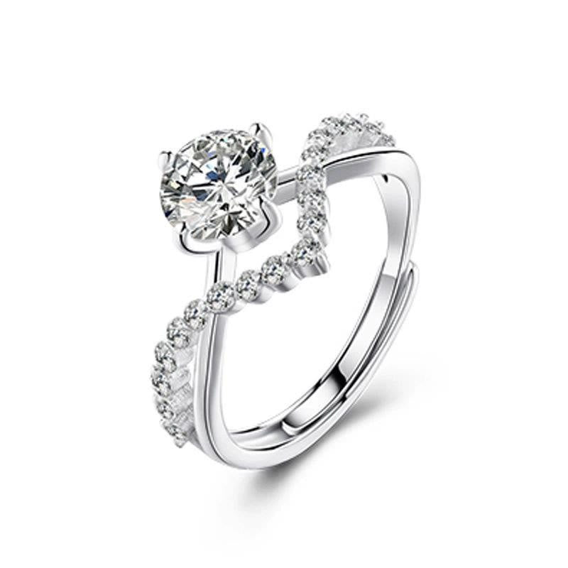 Zircon Sterling Silver Couple Ring