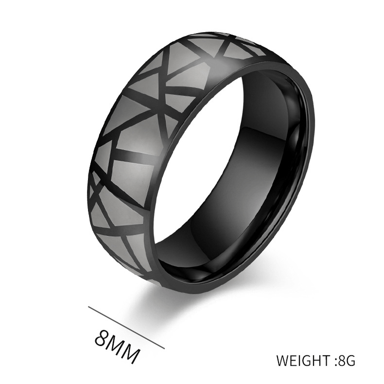 Simple Cracked Stainless Steel Men's Ring