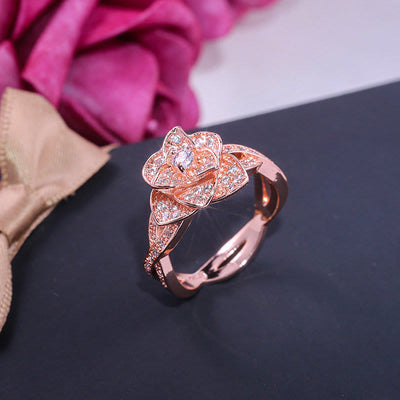 Creative Rose Sparkling Zircon Ring