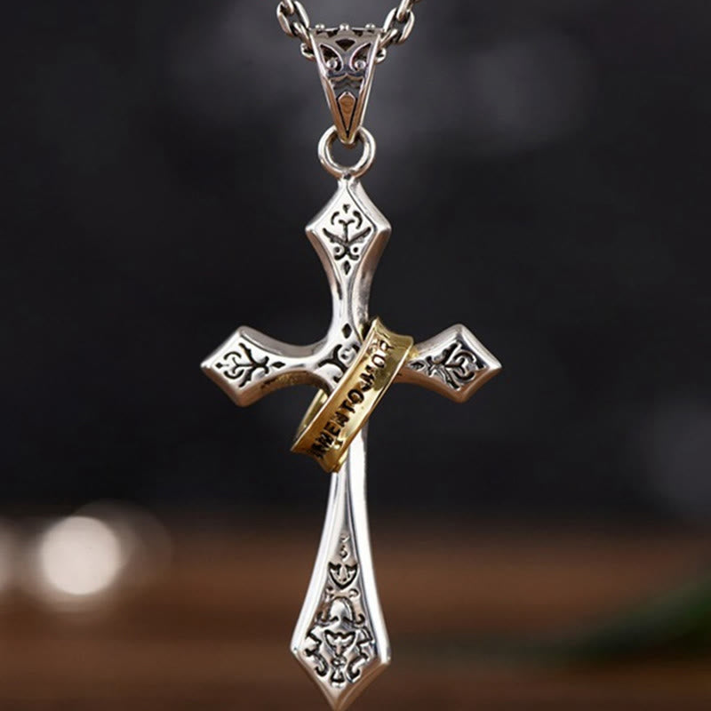 "Power and Faith" - Vintage Ring Cross Necklace