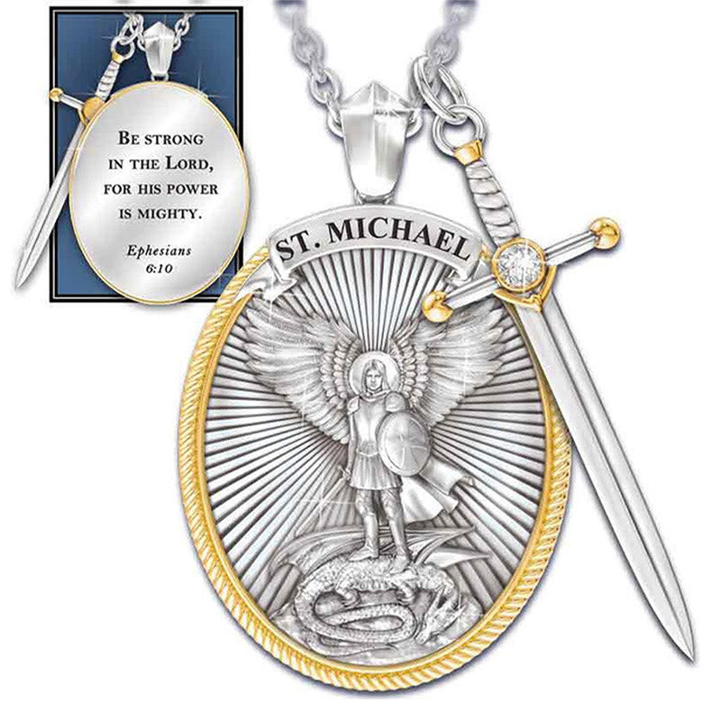 Archangel St. Michael Catholic Patron Steel Necklace