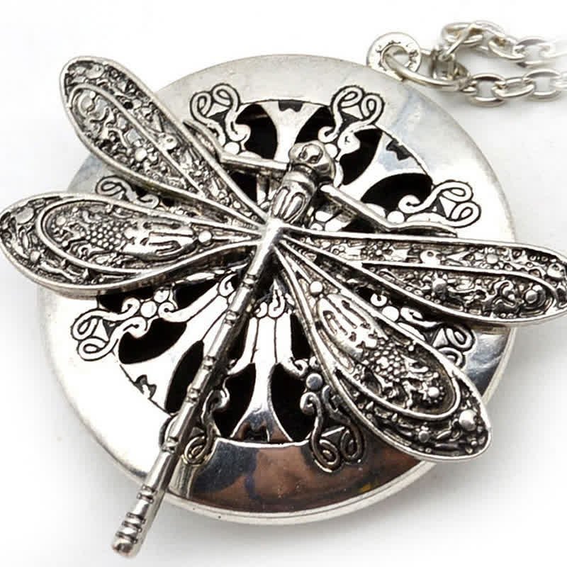 Women's Silver Dragonfly Aromatherapy Necklace