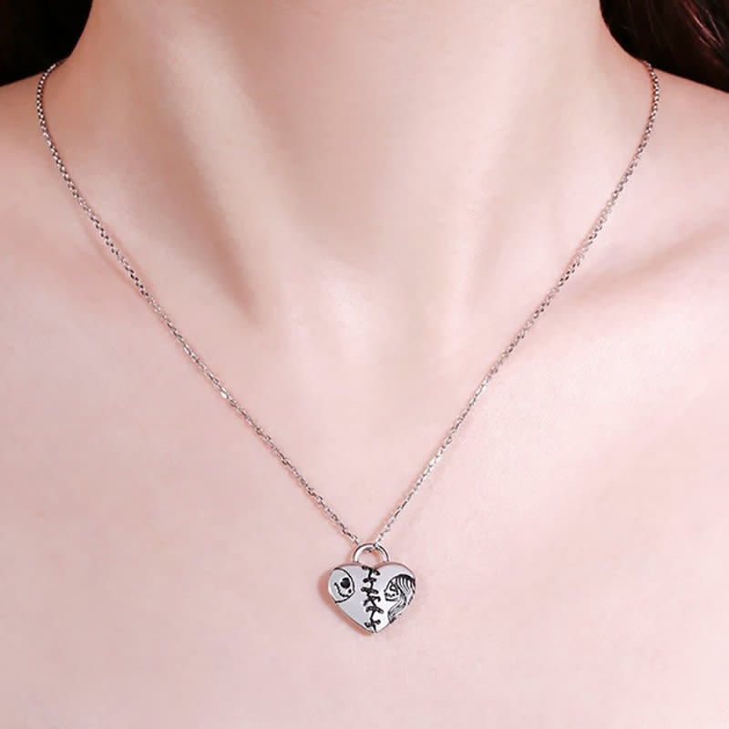 Ghost Skull Couple Lock Necklace