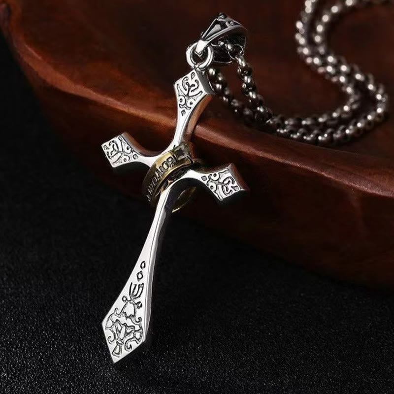 "Power and Faith" - Vintage Ring Cross Necklace