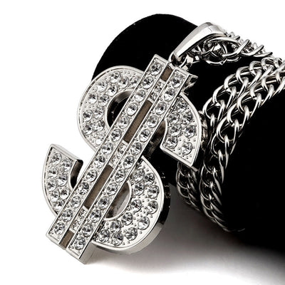 Men's Punk Hip Hop Dollar Sign Pendant Necklaces