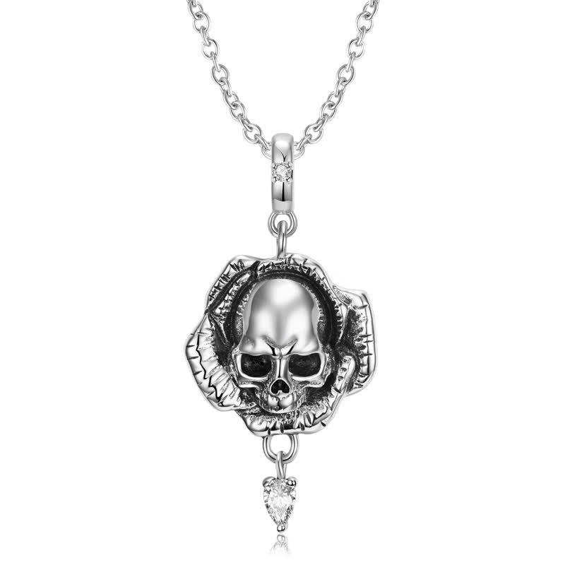 Gothic Skull Floral Petal Necklace