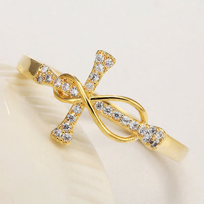 Wireless and Cross Zircon Ring