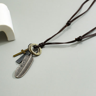Silver Message Pendant Vintage Feather Necklace
