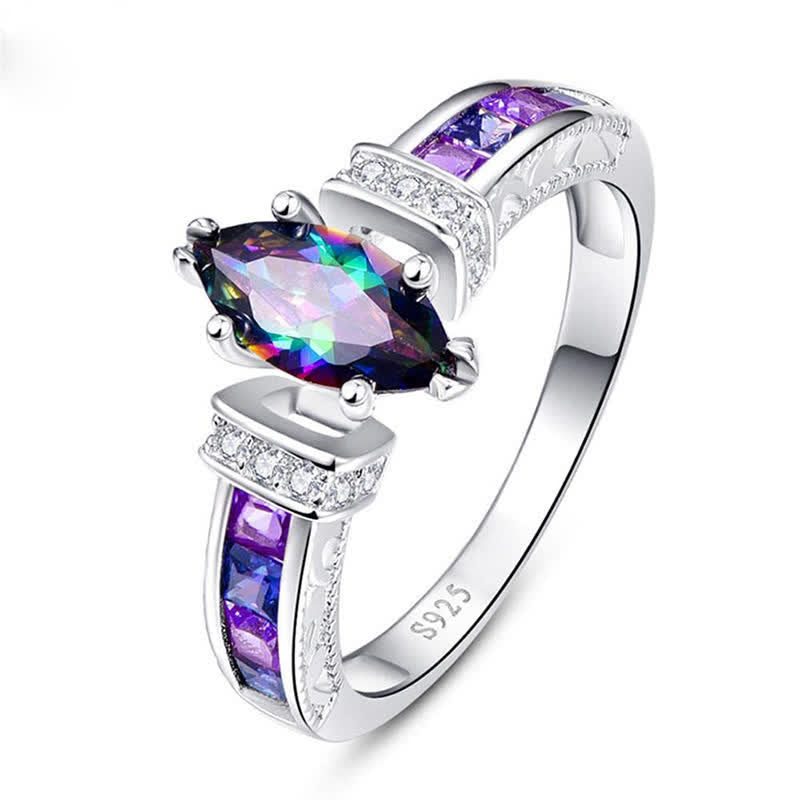 Eternity Iridescent Oval Gemstone Ring