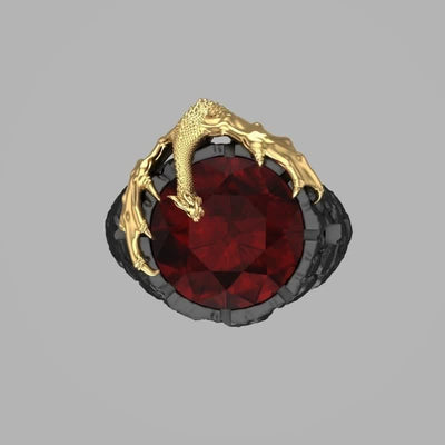 Men's Two-tone Dragon Ruby Gemstone Ring